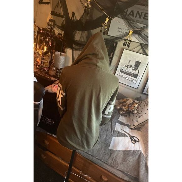 VS Pink Stretch Fleece Full-Zip Hoodie hooded jacket sweatshirt - Picture 2 of 6